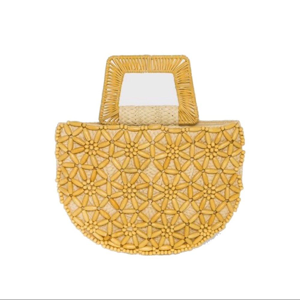 A New Day straw beaded tote handbag